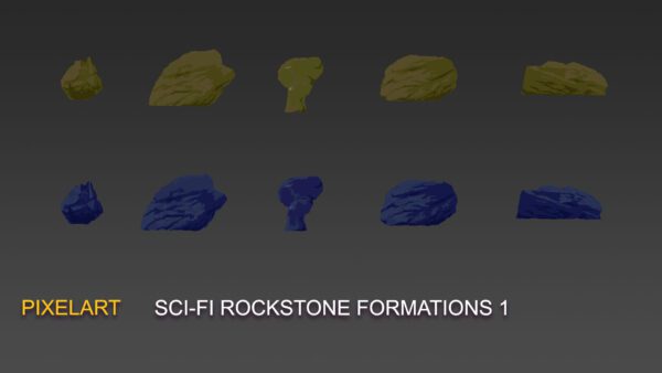 Scifi_Pixelart:Set_3_Rockstones_formation_pack_1