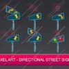 2d animated street signs sprites PixelArt pack 02 by K Storm Studio