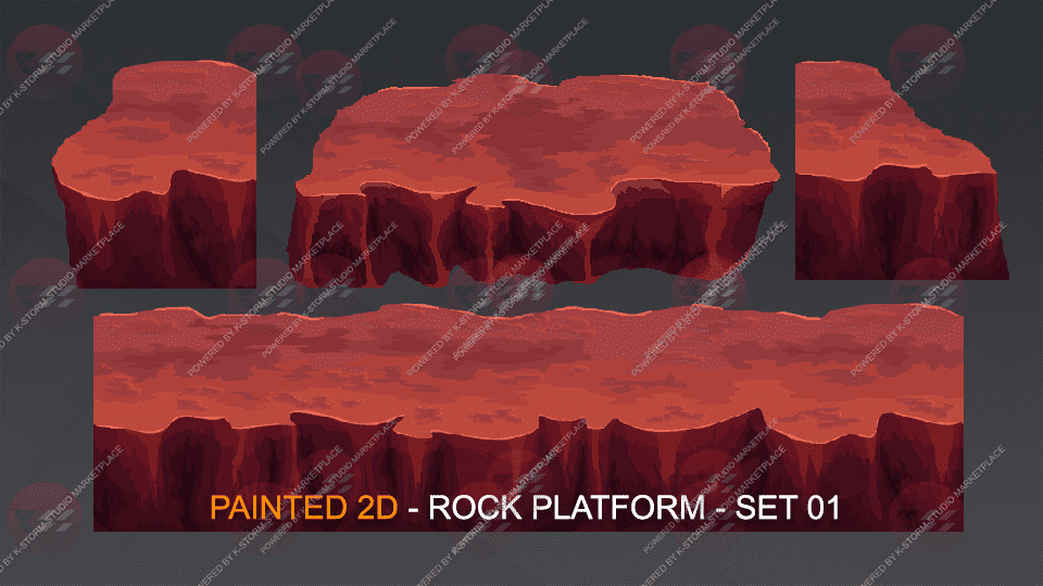 Painted Rockstone 2D sprites collection platforms - set 01