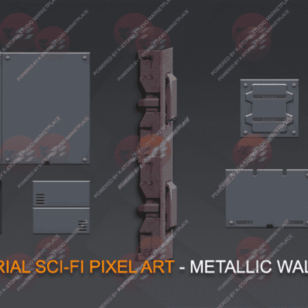 modular wall sprites collection scifi pixelart - set 01