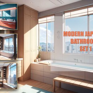 Modern Japanese Bathrooms set 1 Visual Novel Backgrounds by K Storm Studio ltd