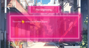 pink chapter UI for k-engine game engine