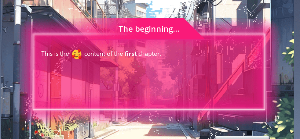 pink chapter UI for k-engine game engine