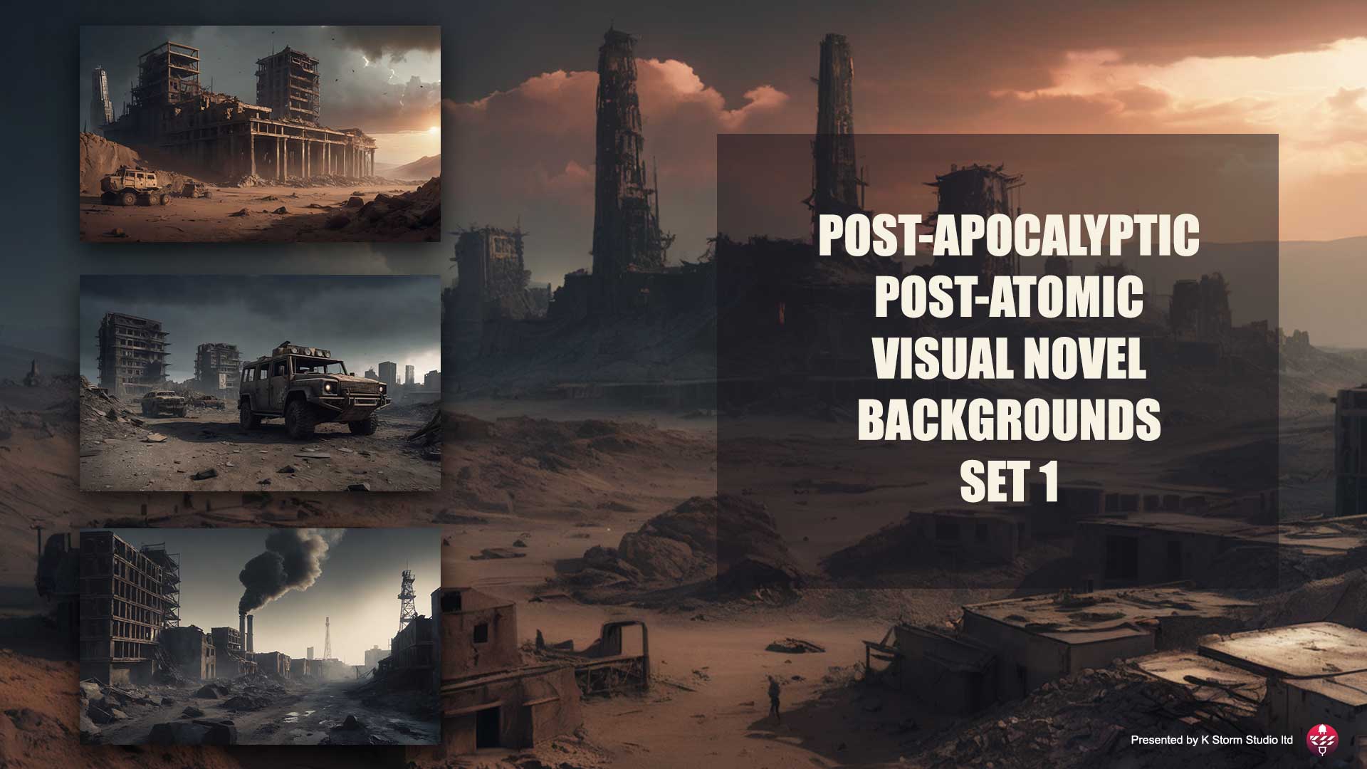 Post Apocalyptic Lands Set 1 – Post-Atomic: 26 high quality Visual Novel Backgrounds