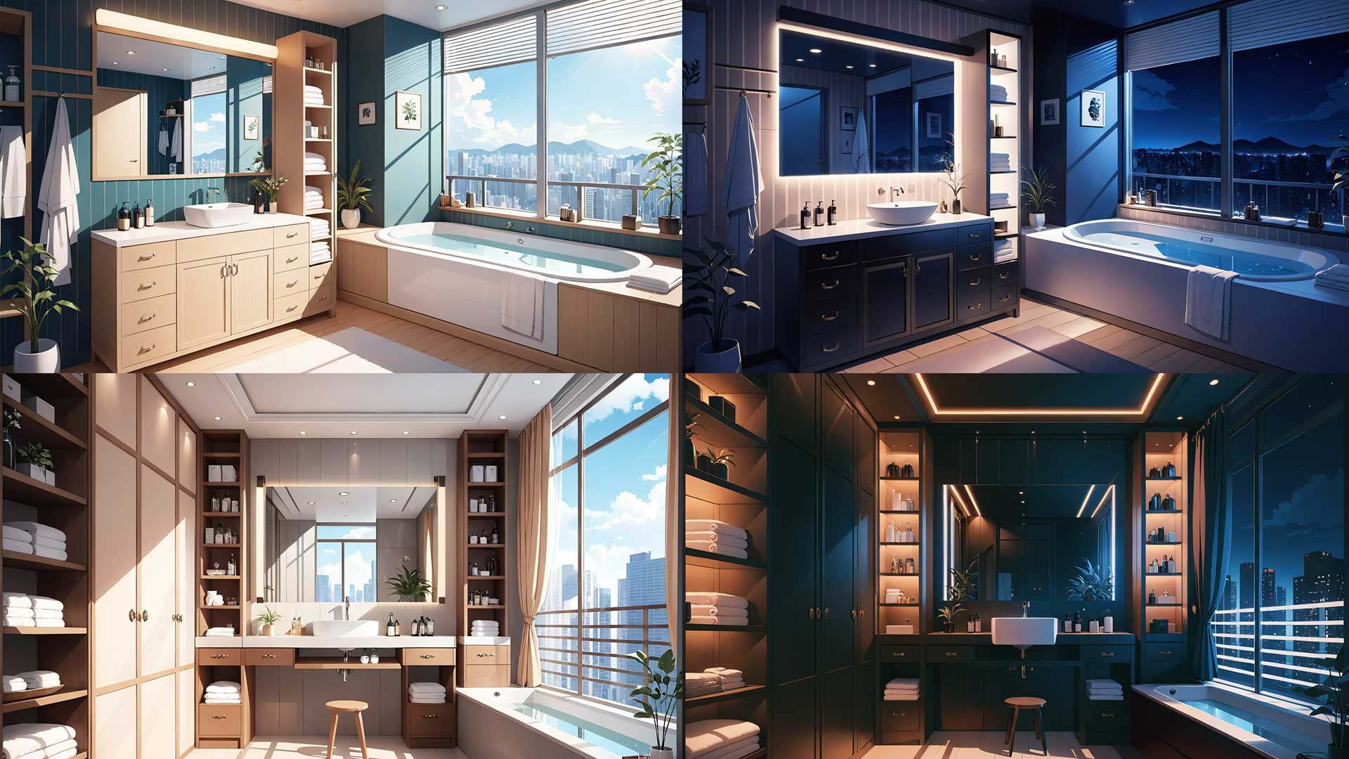 Modern Japanese Bathrooms set 1 Visual Novel Backgrounds by K Storm Studio ltd