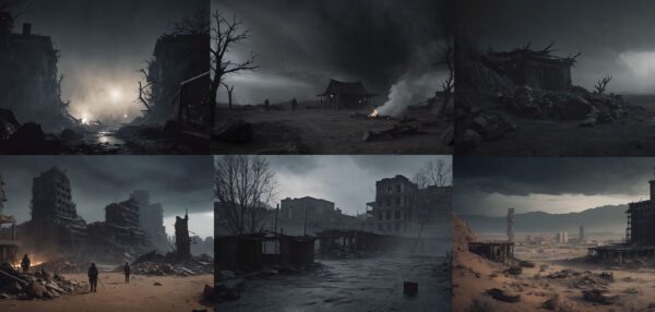 post apocalyptic dark wastelands visual novel backgrounds by K Storm Studio