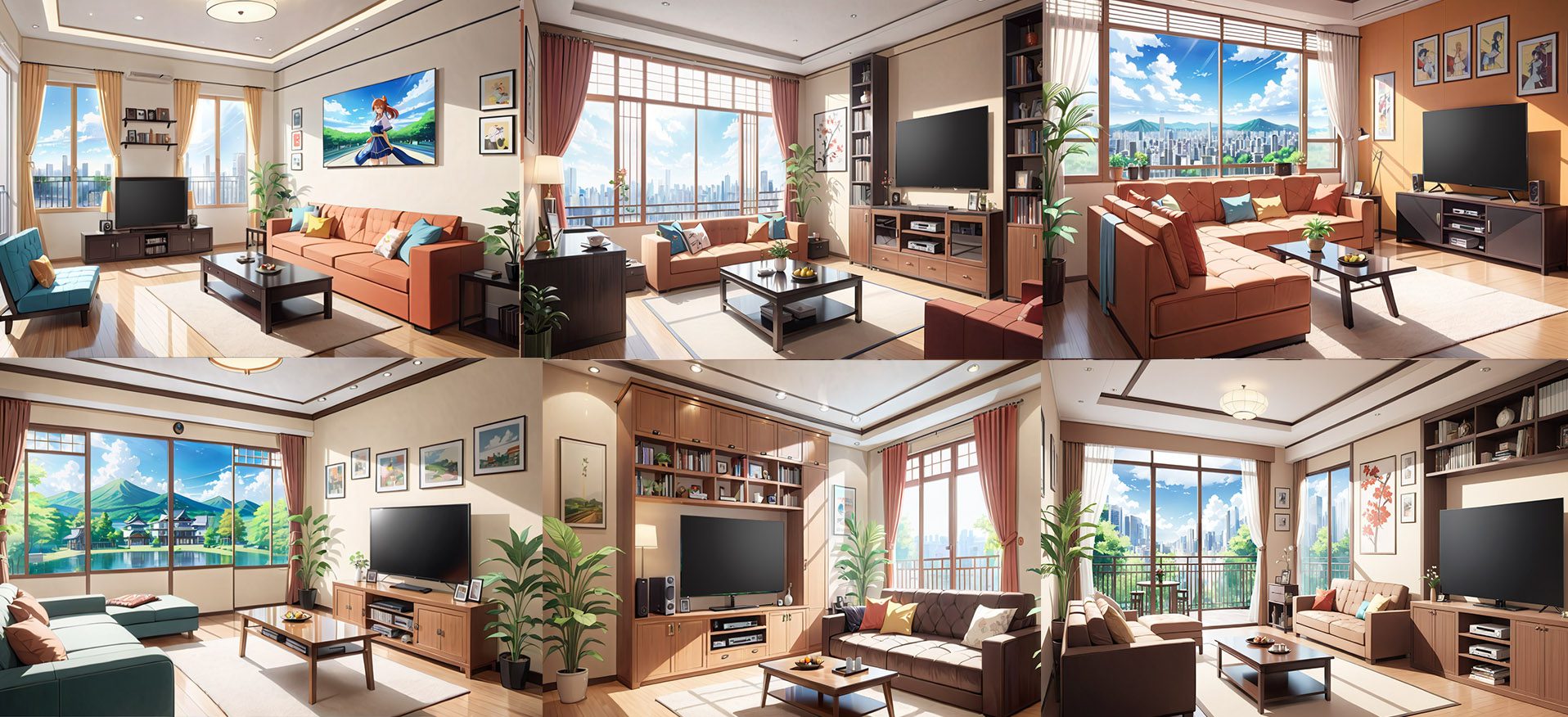 modern japanese living rooms visual novel backgrounds - by k storm studio
