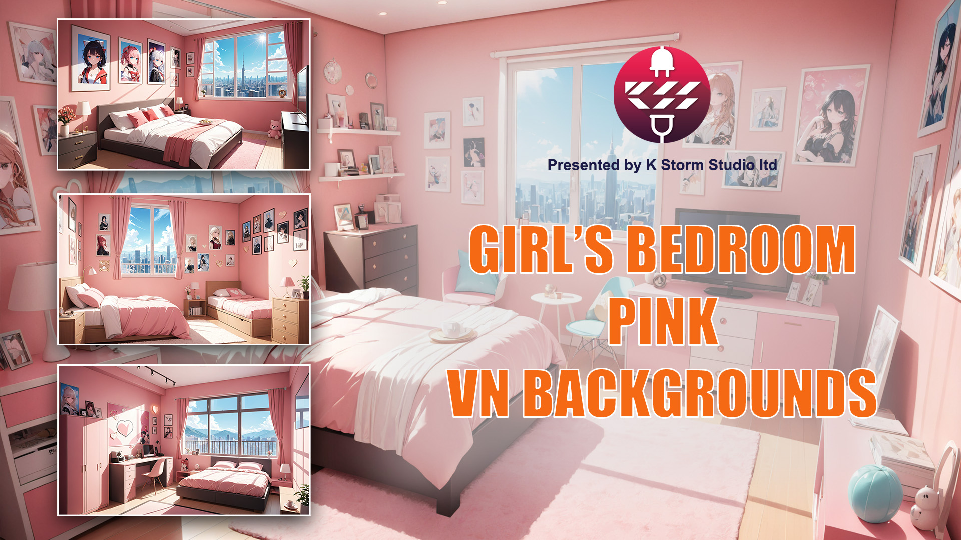 Girl Bedrooms Pink and White – FREE Visual Novel Background