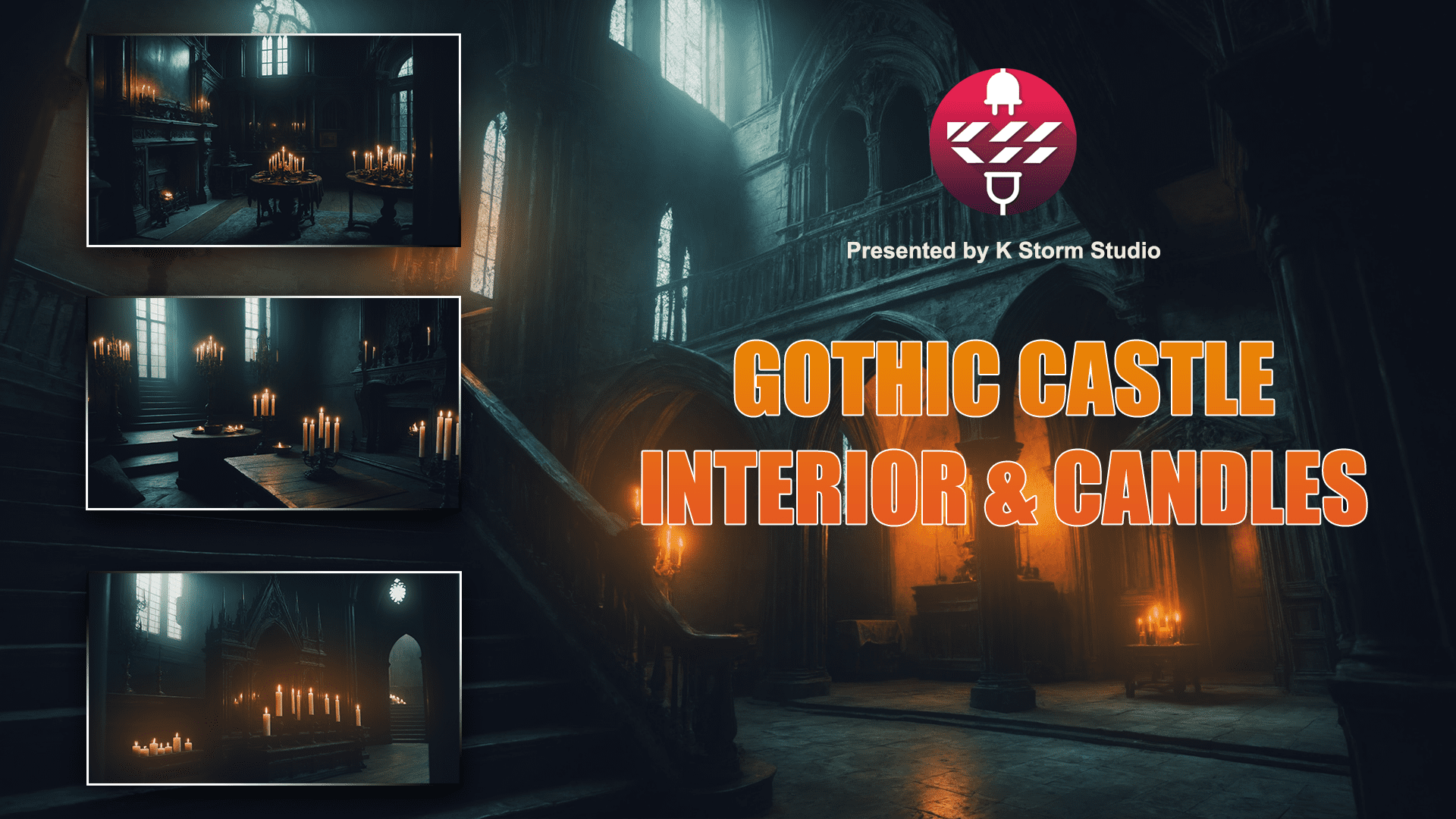 Horror Gothic Interiors with Candles Game Backgrounds