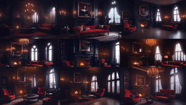 Gothic castle private living room - visual novel background showcase - by K Storm Studio