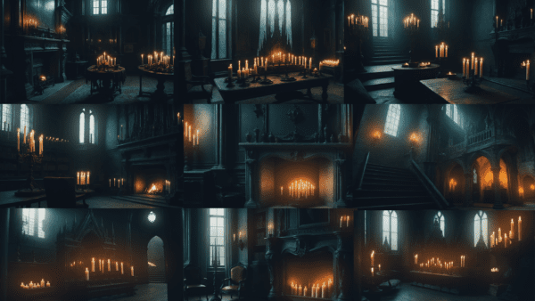 Fantasy horror Gothic interiors with candles - game backgrounds showcase - K Storm Studio